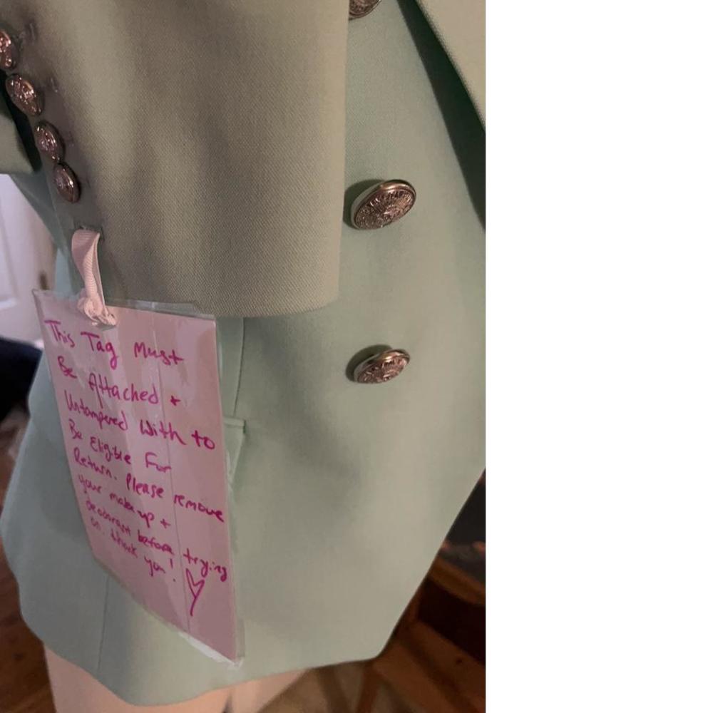 Classic structured Silver Button Double Breasted blazer mint C662 - Picture 12 of 12